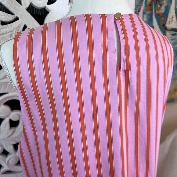 M.D.S Stripes Pink Stripe Peasant Dress Size 10 With Pockets - Picture 8 of 12